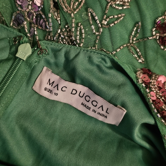 MAC DUGGAL Hand Beaded Floral Spaghetti Straps Gown Dress Size 10 - Picture 7 of 8